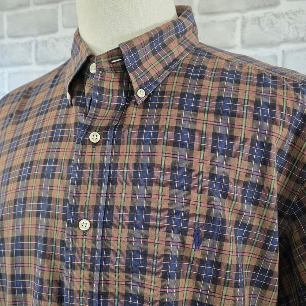 Vintage Ralph Lauren Plaid Button Up Shirt Men XXL Classic Long Sleeve Staple